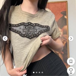 NWOT Harley Davidson Women's Grey and Brown T-shirt